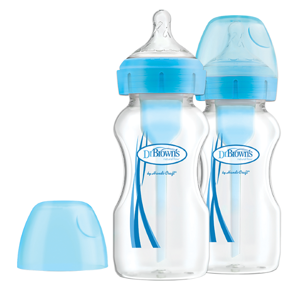 Πλαστικό Μπιμπερό με Φαρδύ Λαιμό Options+ & Θηλή Σιλικόνης Μπλε 2τμχ 270ml Dr. Brown's Πλαστικό Μπιμπερό με Φαρδύ Λαιμό Options+ & Θηλή Σιλικόνης Μπλε 2τμχ 270ml Dr. Brown's