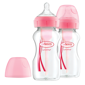 Πλαστικό Μπιμπερό με Φαρδύ Λαιμό Options+ & Θηλή Σιλικόνης Ροζ 2τμχ 270ml Dr. Brown's