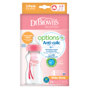 Πλαστικό Μπιμπερό με Φαρδύ Λαιμό Options+ & Θηλή Σιλικόνης Ροζ 2τμχ 270ml Dr. Brown's