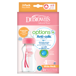 Πλαστικό Μπιμπερό με Φαρδύ Λαιμό Options+ & Θηλή Σιλικόνης Ροζ 2τμχ 270ml Dr. Brown's Πλαστικό Μπιμπερό με Φαρδύ Λαιμό Options+ & Θηλή Σιλικόνης Ροζ 2τμχ 270ml Dr. Brown's