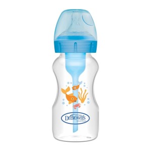 Πλαστικό Μπιμπερό με Φαρδύ Λαιμό Options+ & Θηλή Σιλικόνης 270ml Blue Dr. Brown's
