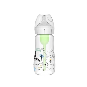 Πλαστικό Μπιμπερό Με Φαρδύ Λαιμό Options+ & Θηλή Σιλικόνης 270ml Δεινόσαυροι Dr. Brown's