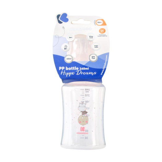 Πλαστικό Μπιμπερό PP 240ml Hippo Dreams Pink Kikka Boo
