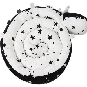 Πολυχρηστικό Μαξιλάρι Snuggly Snake Βαμβακερό Μαύρα Αστέρια Minene