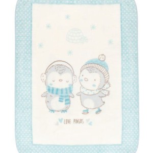 Πολυτελής σούπερ μαλακή κουβέρτα 110/140 Love Pingus Μπλε Kikka Boo