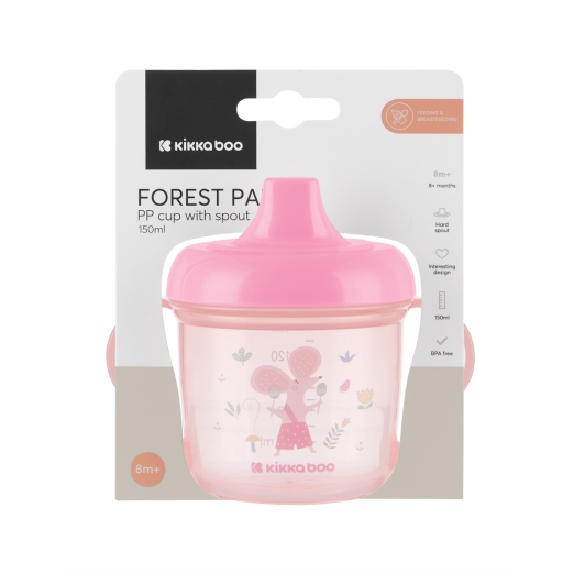Ποτηράκι Με Λαβές Και Στόμιο 150ml Forest Party Kikka boo Pink