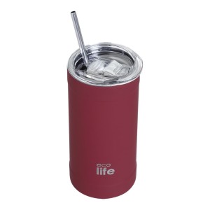 Ποτήρι Θερμό Με Ανοξείδωτο Καλαμάκι Chili Pepper Coffee Thermos 500ml Eco Life