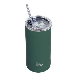 Ποτήρι Θερμό Με Ανοξείδωτο Καλαμάκι Teal Green Coffee Thermos 500ml Eco Life
