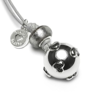 ProudMama Babybell Μενταγιόν Εγκυμοσύνης Γκρι Ασημένιες Καρδιές