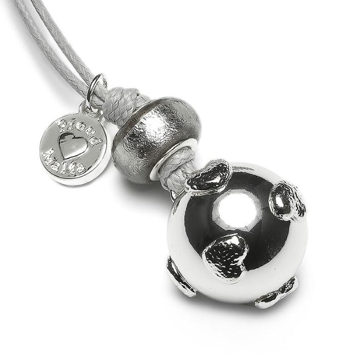 ProudMama Babybell Μενταγιόν Εγκυμοσύνης Γκρι Ασημένιες Καρδιές ProudMama Babybell Μενταγιόν Εγκυμοσύνης Γκρι Ασημένιες Καρδιές