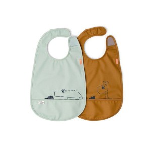 Σαλιάρα Με Βέλκρο Σετ 2τμχ Friends Mustard - Green Done By Deer