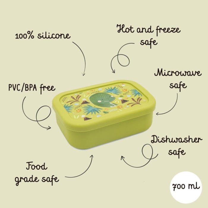 Sassi Δοχείο Φαγητού Σιλικόνης Mε Χωρίσματα Cracky The Dinosaur