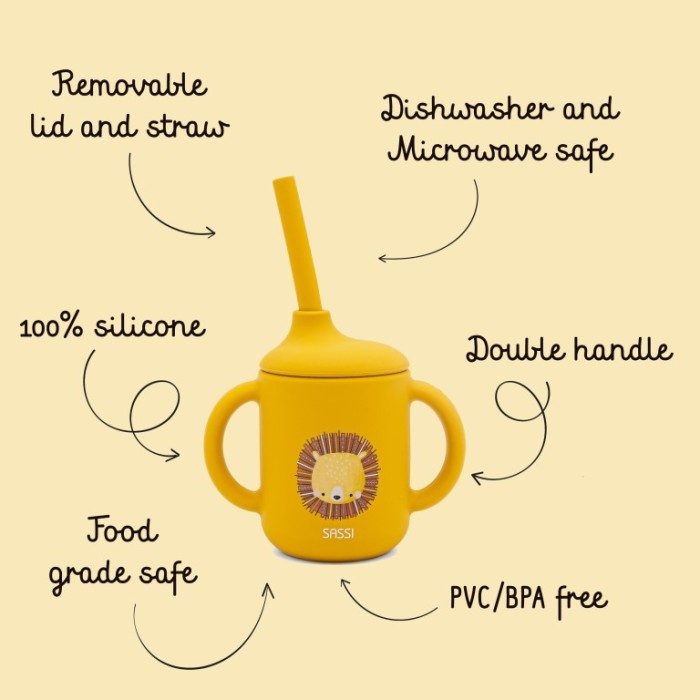 Sassi Κύπελλο Σιλικόνης Με Χερούλια Και Καλαμάκι Chompy The Lion