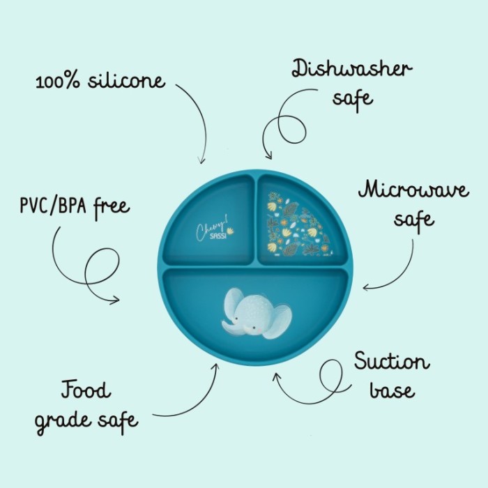 Sassi Πιάτο Σιλικόνης Με Χωρίσματα  Chewy The Elephant