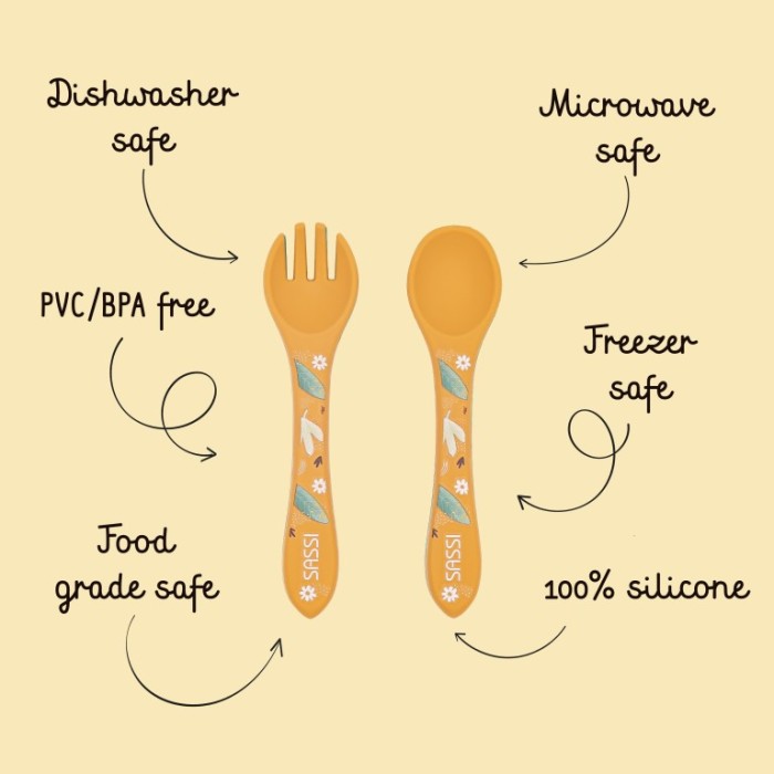 Sassi Σετ Κουτάλι Πιρούνι Σιλικόνης Chompy The Lion