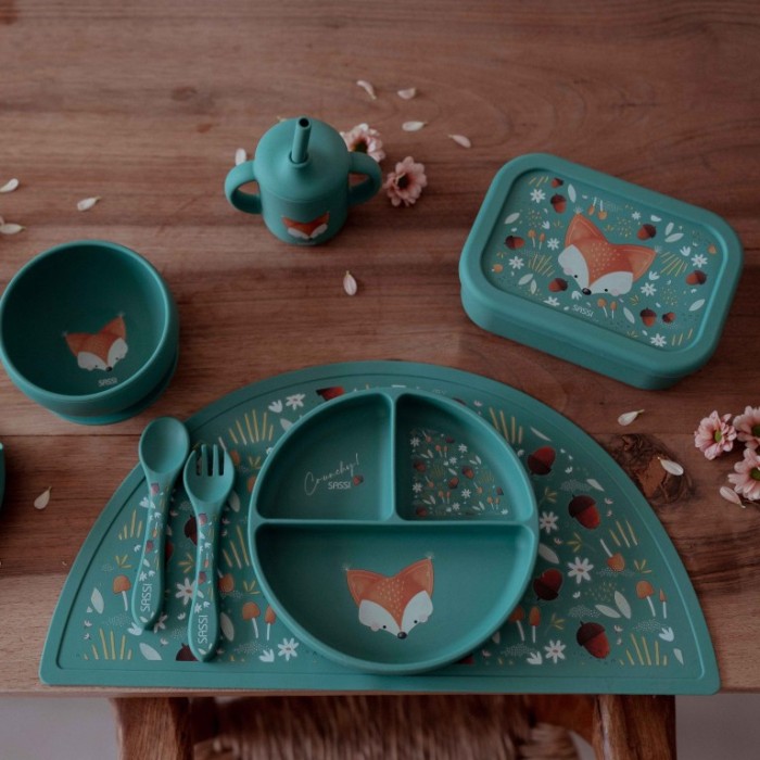 Sassi Σετ Κουτάλι Πιρούνι Σιλικόνης Crunchy the Fox