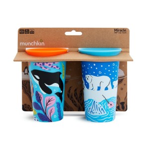 Σετ 2 τεμάχια Miracle Sippy Cup 266ml Munchkin Polar / Orca Σετ 2 τεμάχια Miracle Sippy Cup 266ml Munchkin Polar / Orca