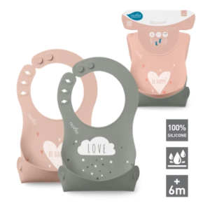 Σετ 2τμχ Σαλιάρες Σιλικόνης Roll Up 4370 English Rose/Sage Green Nuvita Σετ 2τμχ Σαλιάρες Σιλικόνης Roll Up 4370 English Rose/Sage Green Nuvita