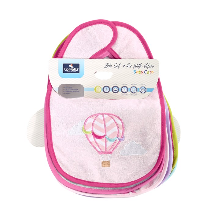 Σετ 7τμχ Σαλιάρες Με Velcro Για Κορίτσι Ροζ Lorelli