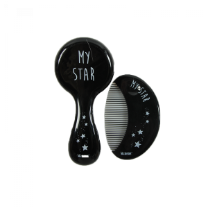 Σετ Βούρτσα – Χτένα με Φυσική Τρίχα Minene Μαύρο