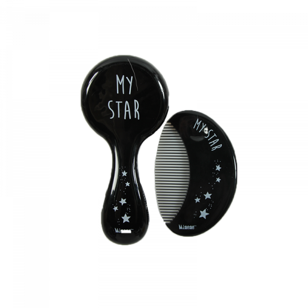 Σετ Βούρτσα – Χτένα με Φυσική Τρίχα Minene Μαύρο