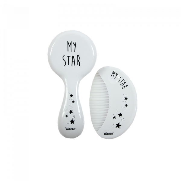 Σετ Βούρτσα – Χτένα με Φυσική Τρίχα Λευκό Minene