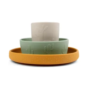 Σετ Φαγητού Σιλικόνης Stick & Stay Lalee Green - Mustard - Sand Done by Deer