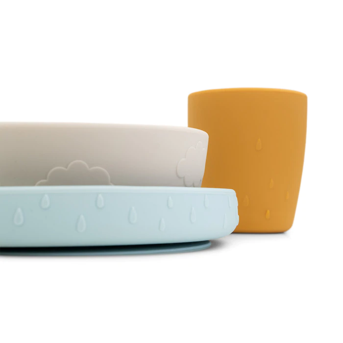 Σετ Φαγητού Σιλικόνης Stick & Stay Deer Friends Mustard - Sand - Blue Done by Deer