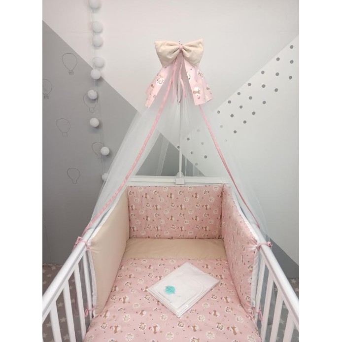 Σετ Κούνιας 10τμχ Giraffe Ροζ Φούντο Baby Star Σετ Κούνιας 10τμχ Giraffe Ροζ Φούντο Baby Star