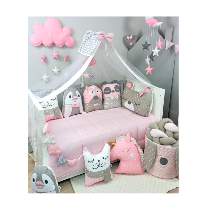 Σετ Κούνιας 3τμχ Tiny Friends Ροζ Baby Star Σετ Κούνιας 3τμχ Tiny Friends Ροζ Baby Star