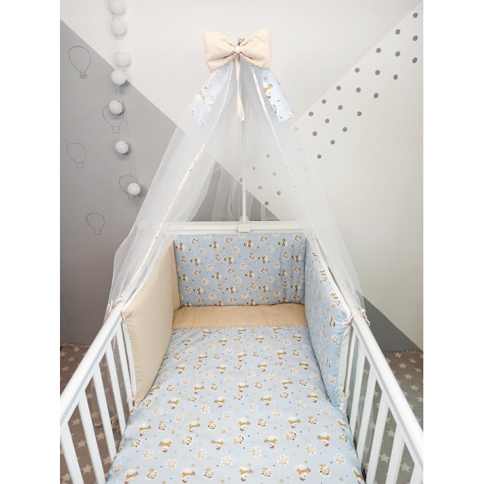 Σετ Κούνιας 6τμχ Εμπριμέ Giraffe Σιελ Φόντο Baby Star Σετ Κούνιας 6τμχ Εμπριμέ Giraffe Σιελ Φόντο Baby Star