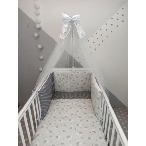 Σετ Κούνιας 6τμχ Εμπριμέ Luna Γκρι Baby Star Σετ Κούνιας 6τμχ Εμπριμέ Luna Γκρι Baby Star