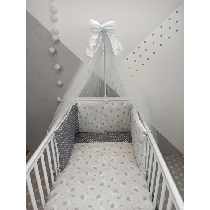 Σετ Κούνιας 6τμχ Εμπριμέ Luna Γκρι Baby Star Σετ Κούνιας 6τμχ Εμπριμέ Luna Γκρι Baby Star