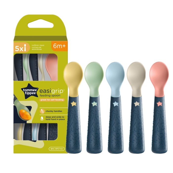 Σετ Κουτάλια Easigrip Με Αντιβακτηριακή Επίστρωση 5τμχ 6m+ Tommee Tippee