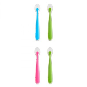 Σετ Κουτάλια Σιλικόνης Gentle Weaning Ροζ- Πράσινο 2τμχ Munchkin