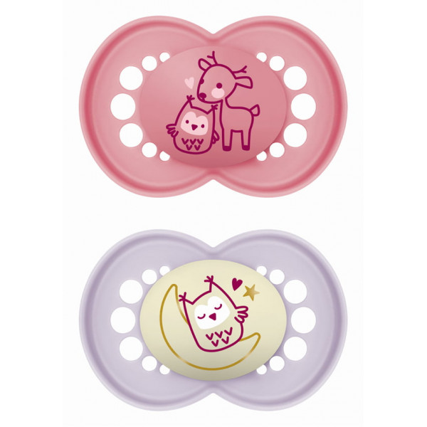 Σετ Πιπίλες Day & Night 6-16 μηνών - Girl - Pink - MAM Σετ Πιπίλες Day & Night 6-16 μηνών - Girl - Pink - MAM