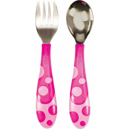 Σετ Πιρούνι Και Κουτάλι 12m+ Ρόζ Munchkin Σετ Πιρούνι Και Κουτάλι 12m+ Ρόζ Munchkin