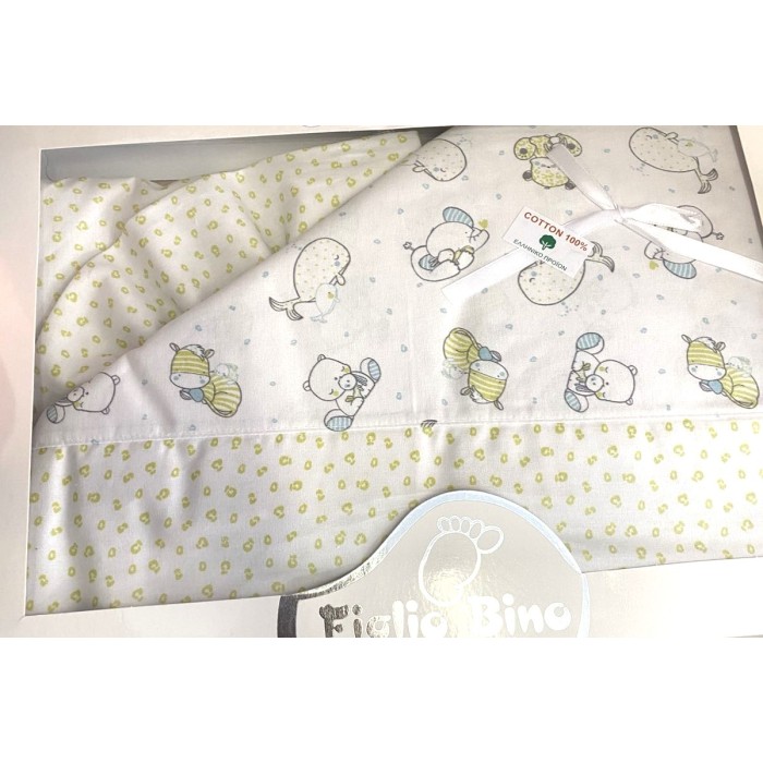 Σετ Σεντόνια 3τμχ Baby Λαχανί Figlio Bino