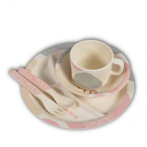 Σετ σίτισης μπαμπού 5 τεμ. Savanana Pοζ Cangaroo