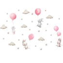Sipo Αυτοκόλλητα Τοίχου Bunny Balloons Pink