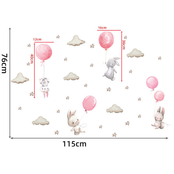 Sipo Αυτοκόλλητα Τοίχου Bunny Balloons Pink