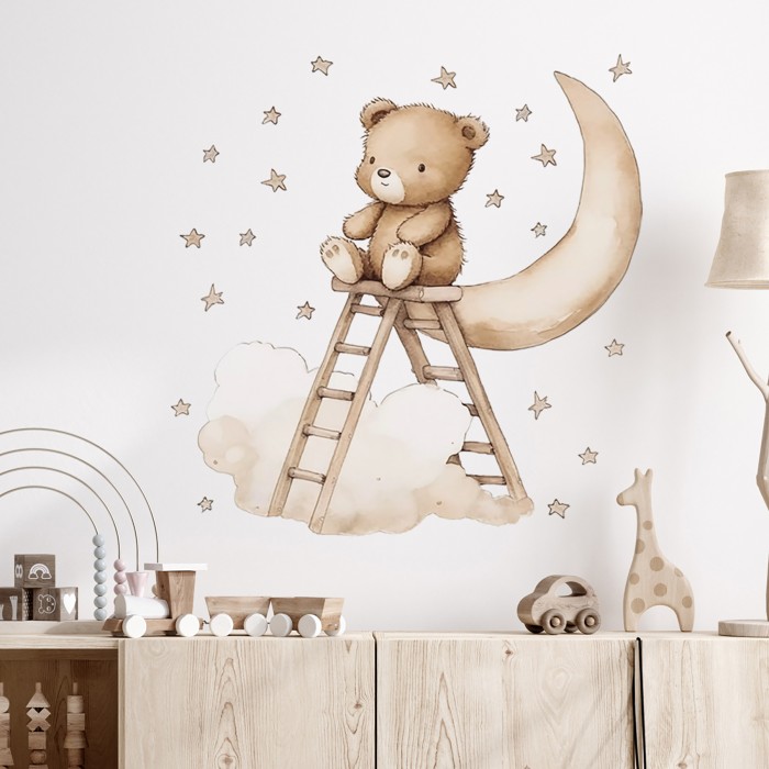 Sipo Αυτοκόλλητα Τοίχου Teddy bear on a ladder
