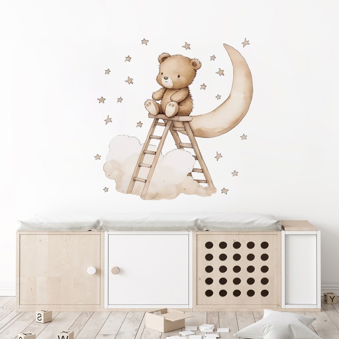 Sipo Αυτοκόλλητα Τοίχου Teddy bear on a ladder