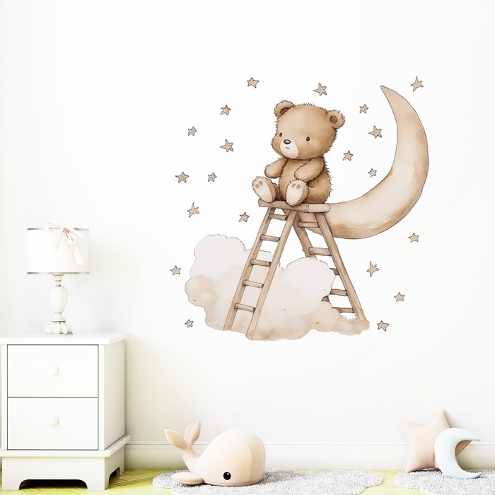 Sipo Αυτοκόλλητα Τοίχου Teddy bear on a ladder