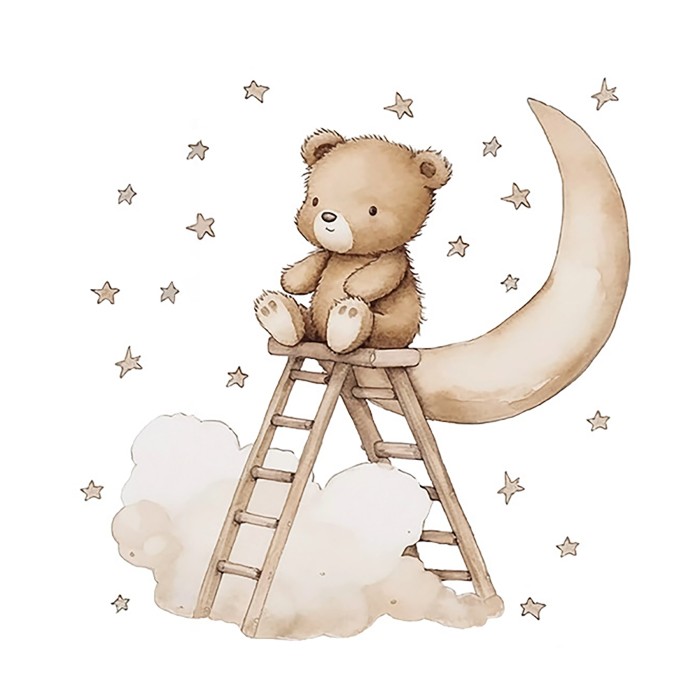 Sipo Αυτοκόλλητα Τοίχου Teddy bear on a ladder