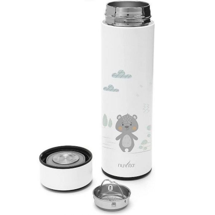 Θερμός Από Ανοξείδωτο Ατσάλι Με Ψηφιακή Ένδειξη Θερμοκρασίας 500ml 4455 Λευκό Nuvita