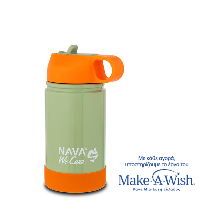 Θερμός Μπουκάλι Ανοξείδωτο We Care Πράσινο - Πορτοκαλί 360ml Nava Θερμός Μπουκάλι Ανοξείδωτο We Care Πράσινο - Πορτοκαλί 360ml Nava