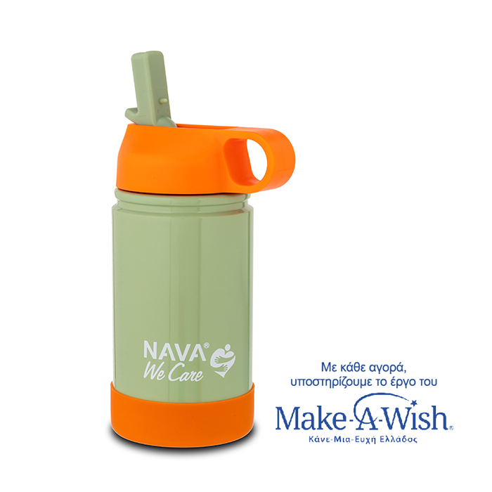Θερμός Μπουκάλι Ανοξείδωτο We Care Πράσινο - Πορτοκαλί 360ml Nava Θερμός Μπουκάλι Ανοξείδωτο We Care Πράσινο - Πορτοκαλί 360ml Nava