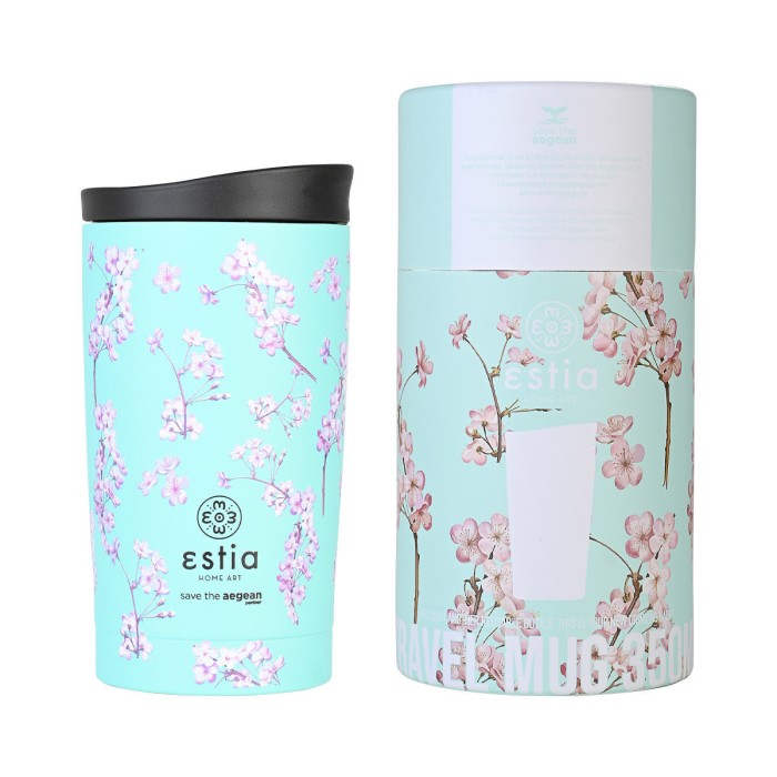 Θερμός Travel Mug Save The Aegean 350ml Blossom Green Estia Θερμός Travel Mug Save The Aegean 350ml Blossom Green Estia