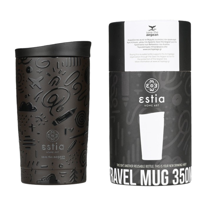 Θερμός Travel Mug Save The Aegean 350ml Noir Echo Estia Θερμός Travel Mug Save The Aegean 350ml Noir Echo Estia